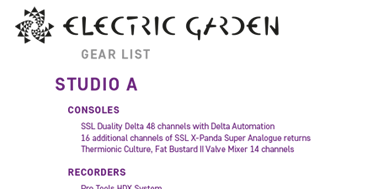 Electric Garden Gear List